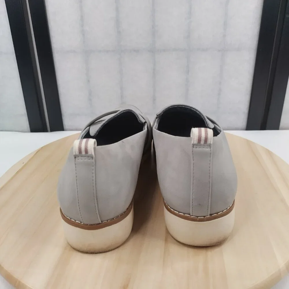 Dr. Scholl's Imagine Slip-on Faux Leather Gray Loafers Women US 10M